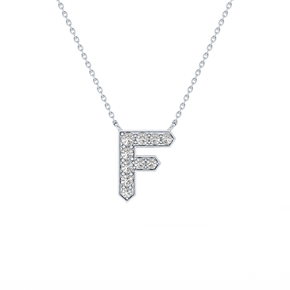 0.342 TCW Round Lab Grown Diamond F Initial Pendant Necklace