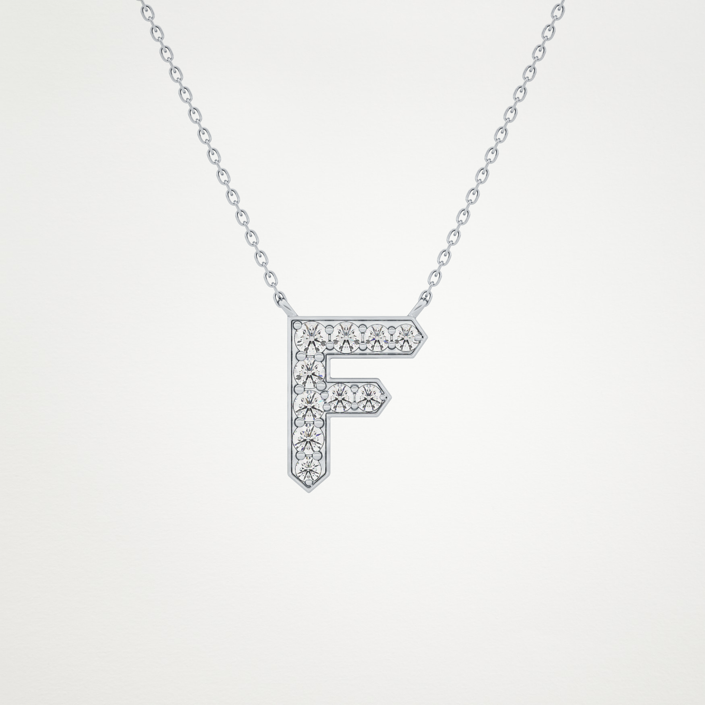 0.342 TCW Round Lab Grown Diamond F Initial Pendant Necklace