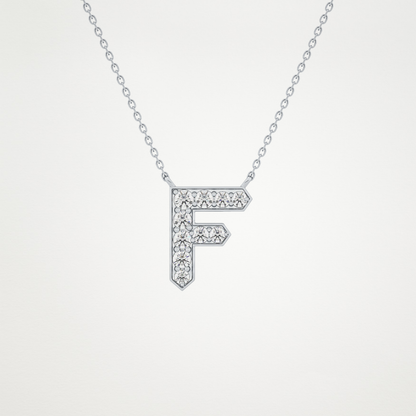 0.342 TCW Round Lab Grown Diamond F Initial Pendant Necklace