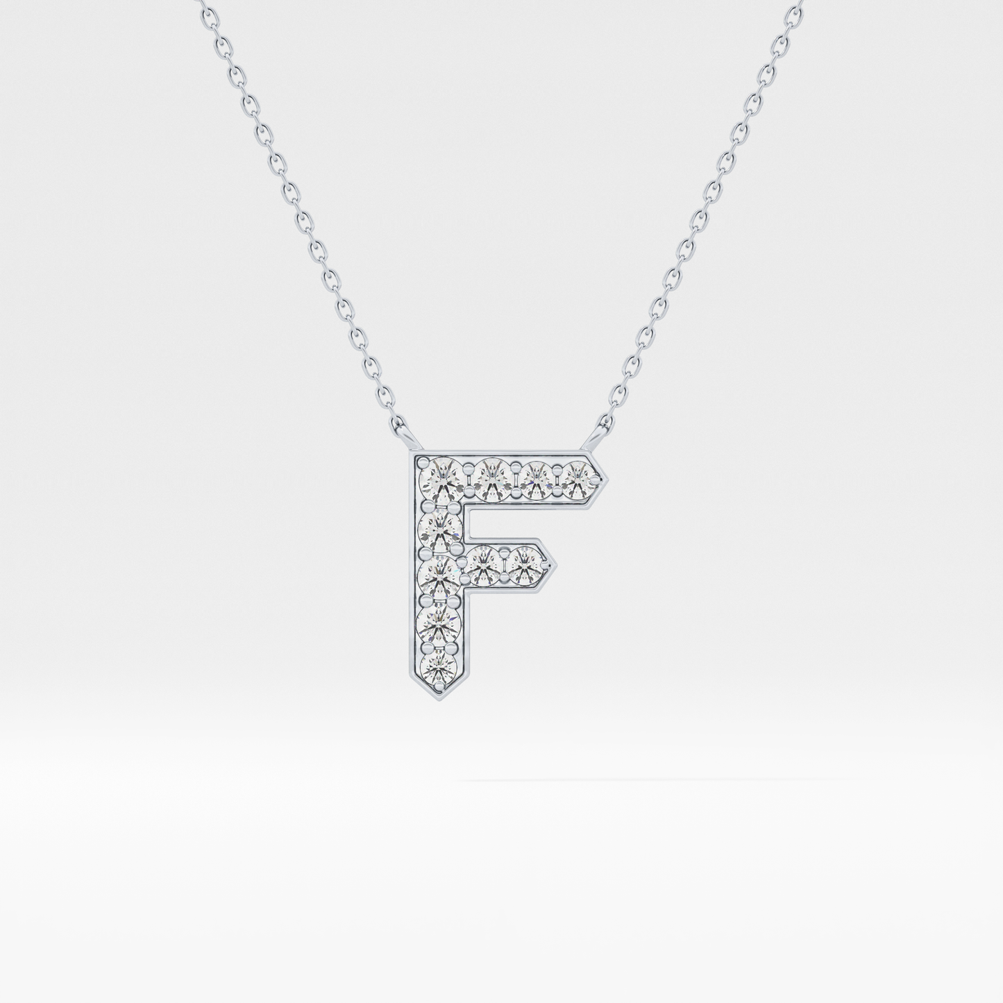 0.342 TCW Round Lab Grown Diamond F Initial Pendant Necklace