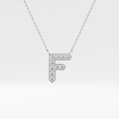 0.342 TCW Round Lab Grown Diamond F Initial Pendant Necklace