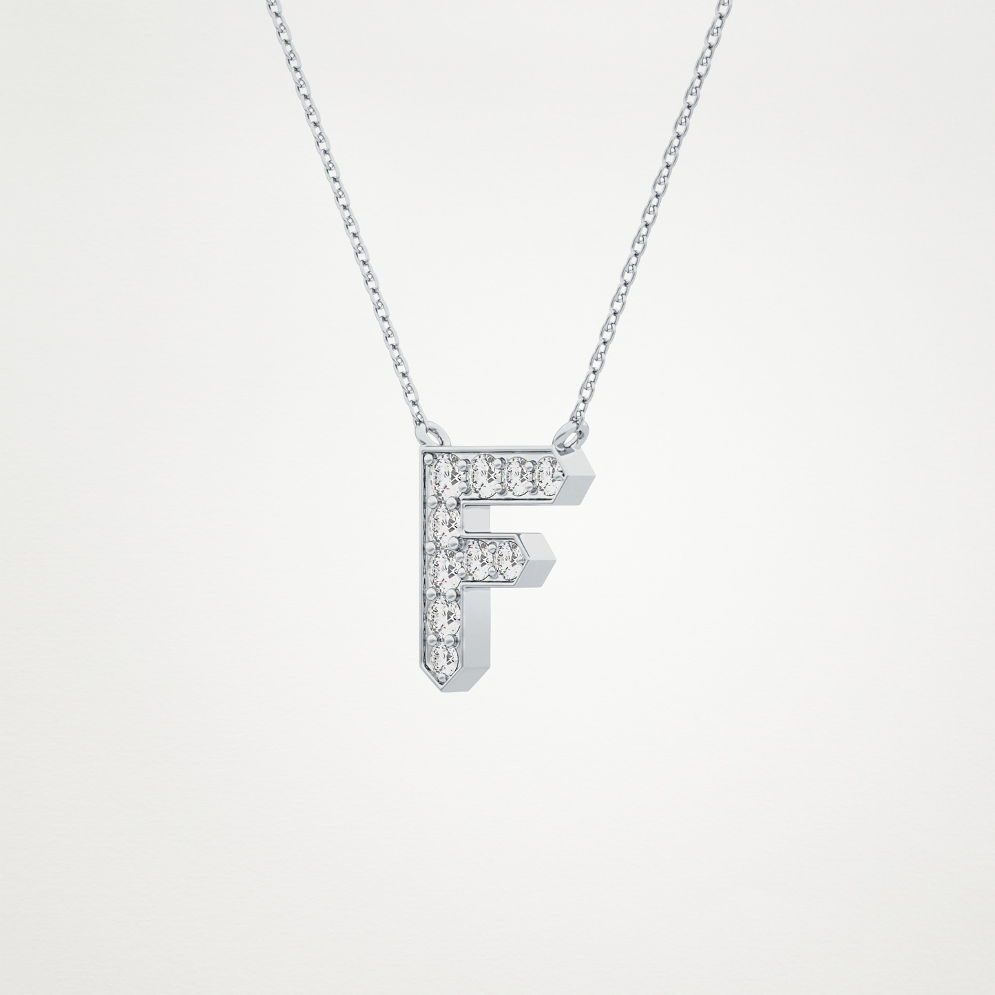 0.342 TCW Round Lab Grown Diamond F Initial Pendant Necklace