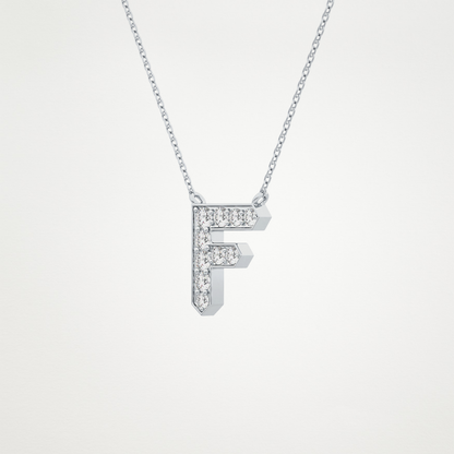 0.342 TCW Round Lab Grown Diamond F Initial Pendant Necklace