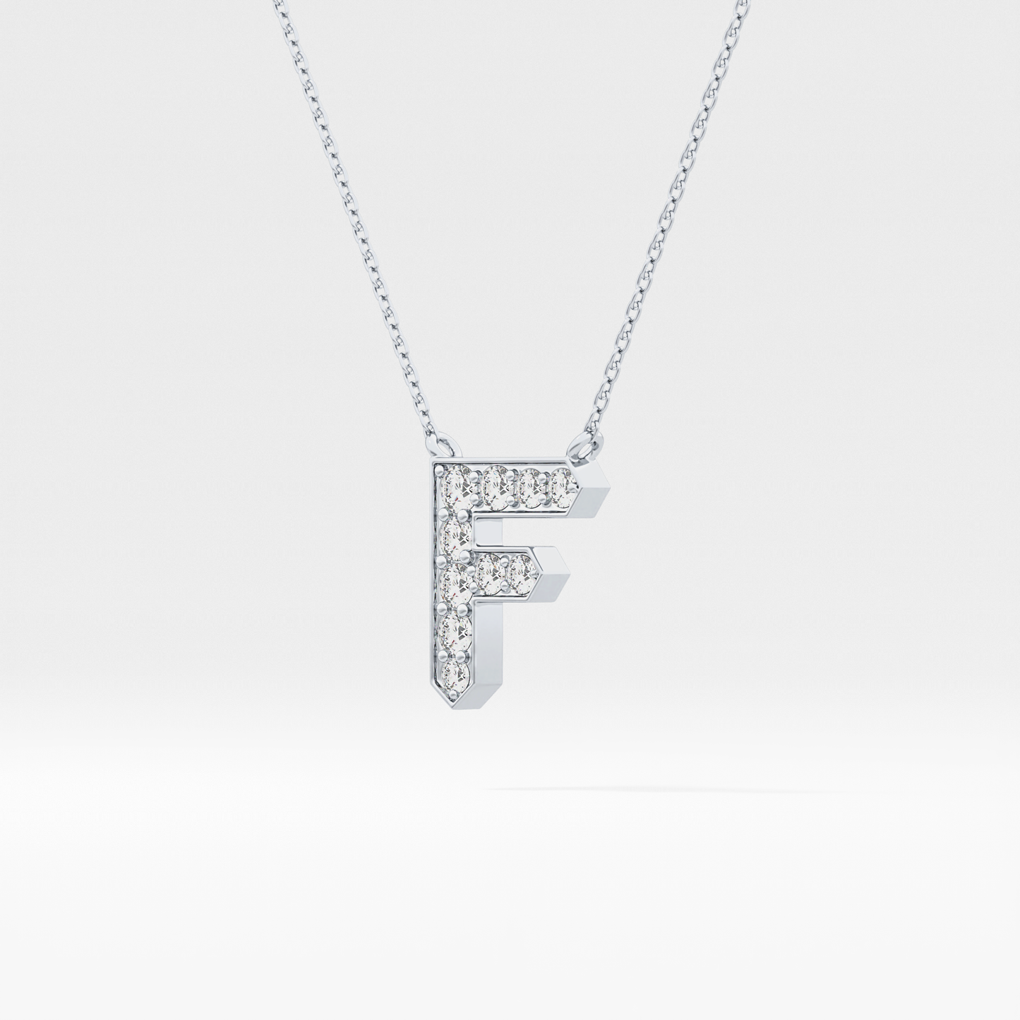 0.342 TCW Round Lab Grown Diamond F Initial Pendant Necklace