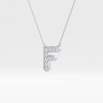 0.342 TCW Round Lab Grown Diamond F Initial Pendant Necklace