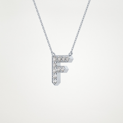 0.342 TCW Round Lab Grown Diamond F Initial Pendant Necklace