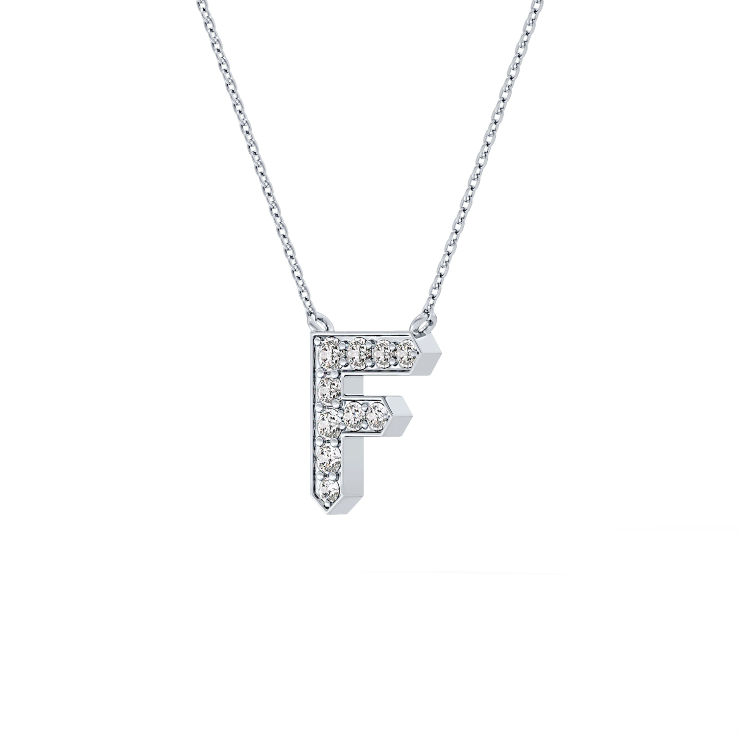 0.342 TCW Round Lab Grown Diamond F Initial Pendant Necklace