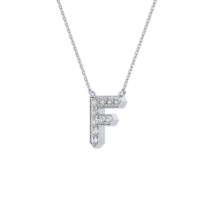0.342 TCW Round Lab Grown Diamond F Initial Pendant Necklace