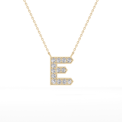 0.385 TCW Round Lab Grown Diamond E Initial Pendant Necklace