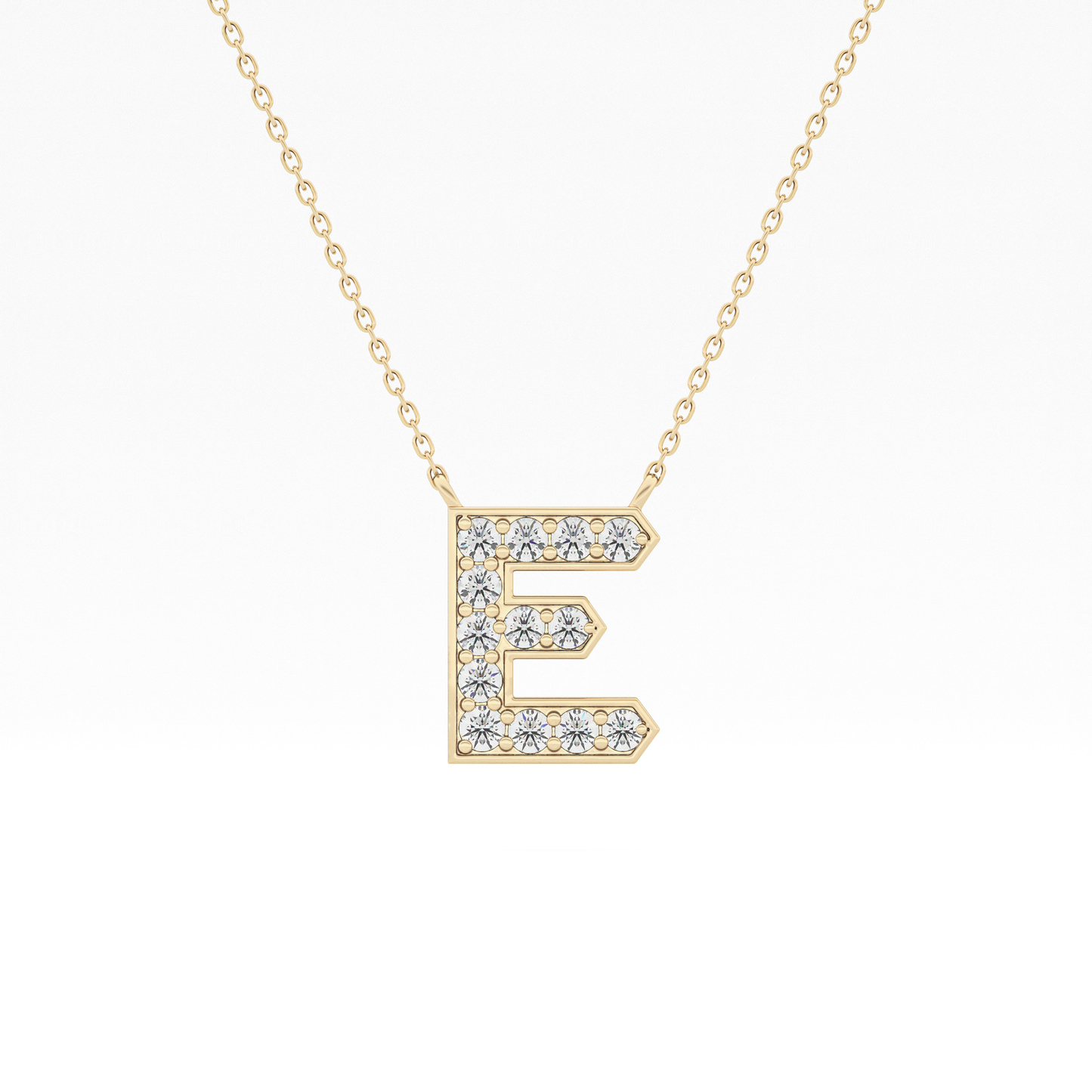 0.385 TCW Round Lab Grown Diamond E Initial Pendant Necklace