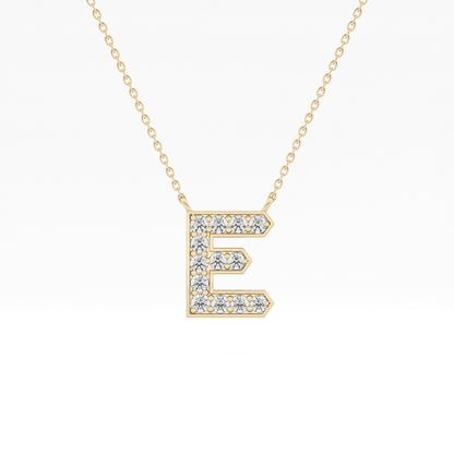0.385 TCW Round Lab Grown Diamond E Initial Pendant Necklace
