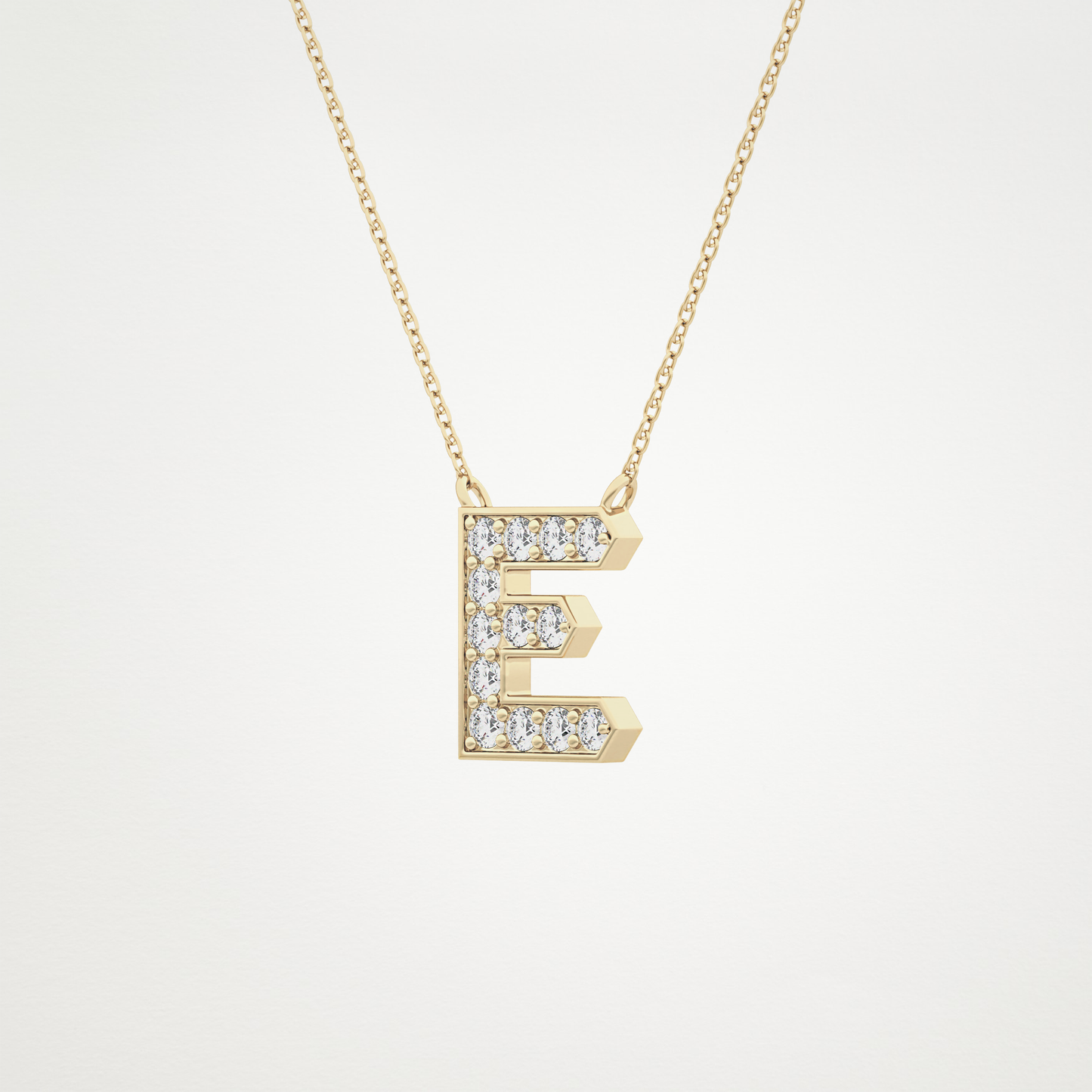 0.385 TCW Round Lab Grown Diamond E Initial Pendant Necklace