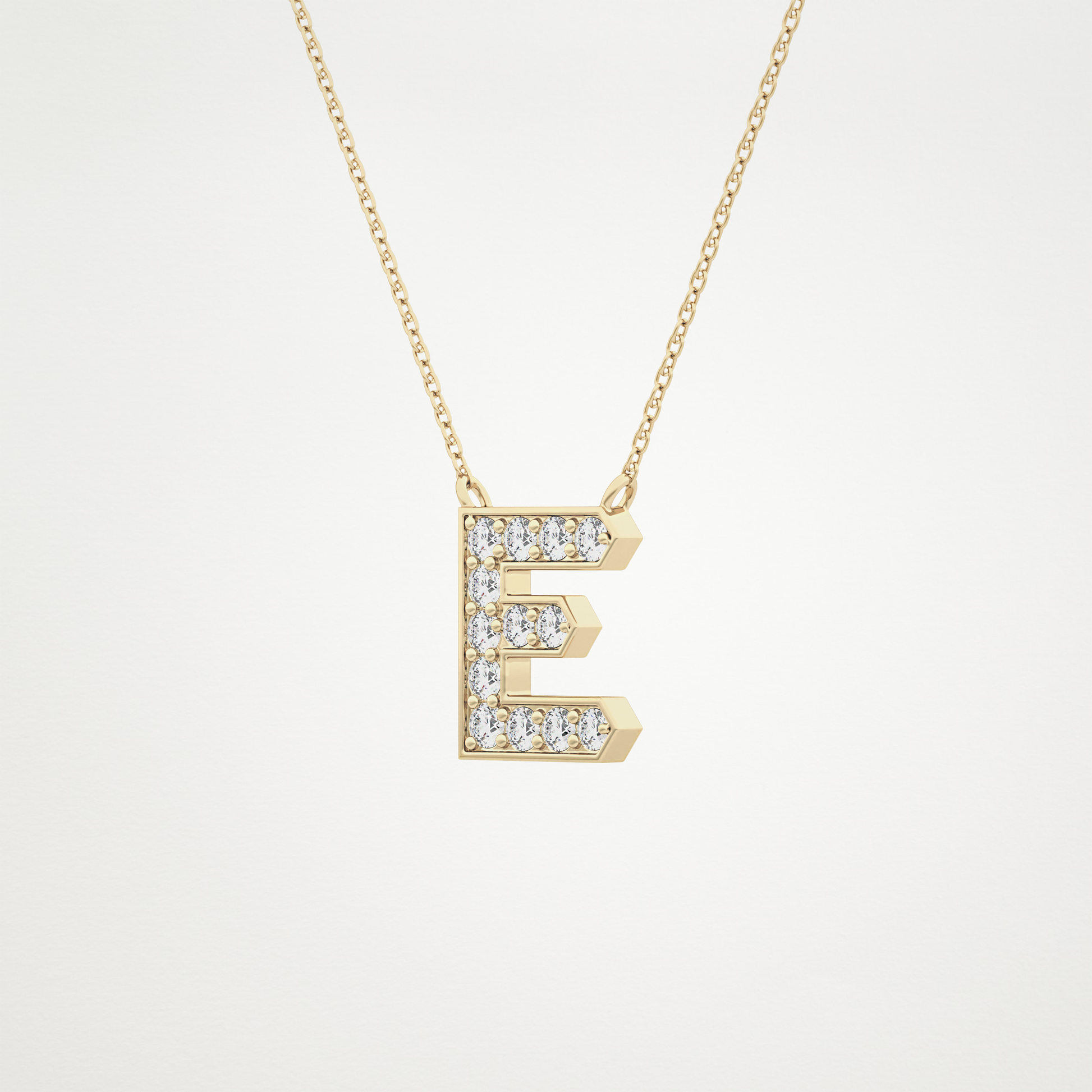 0.385 TCW Round Lab Grown Diamond E Initial Pendant Necklace