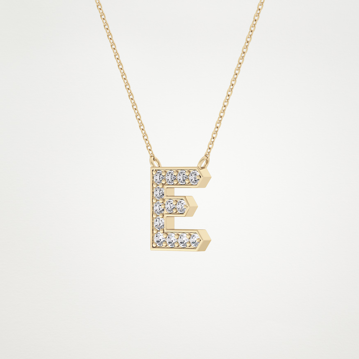 0.385 TCW Round Lab Grown Diamond E Initial Pendant Necklace