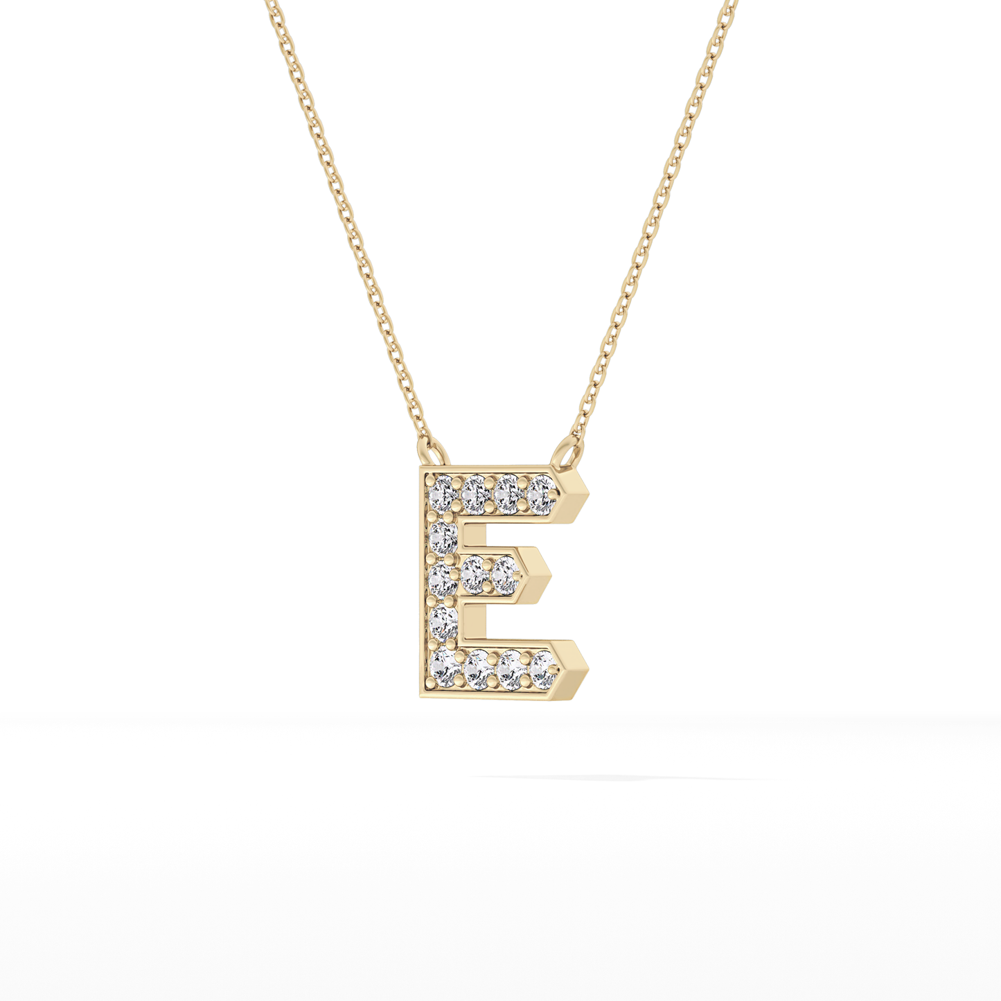 0.385 TCW Round Lab Grown Diamond E Initial Pendant Necklace