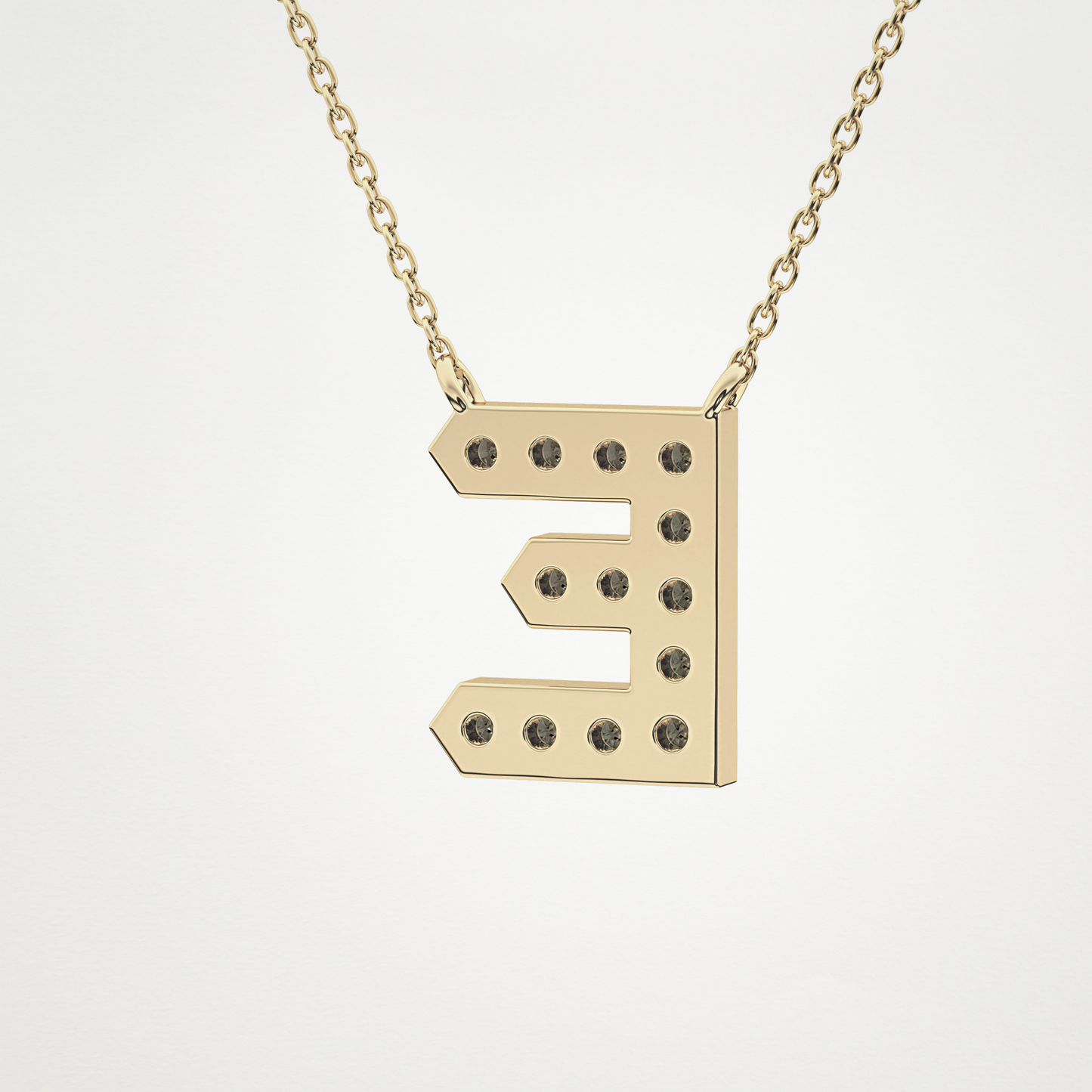 0.385 TCW Round Lab Grown Diamond E Initial Pendant Necklace