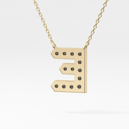 0.385 TCW Round Lab Grown Diamond E Initial Pendant Necklace