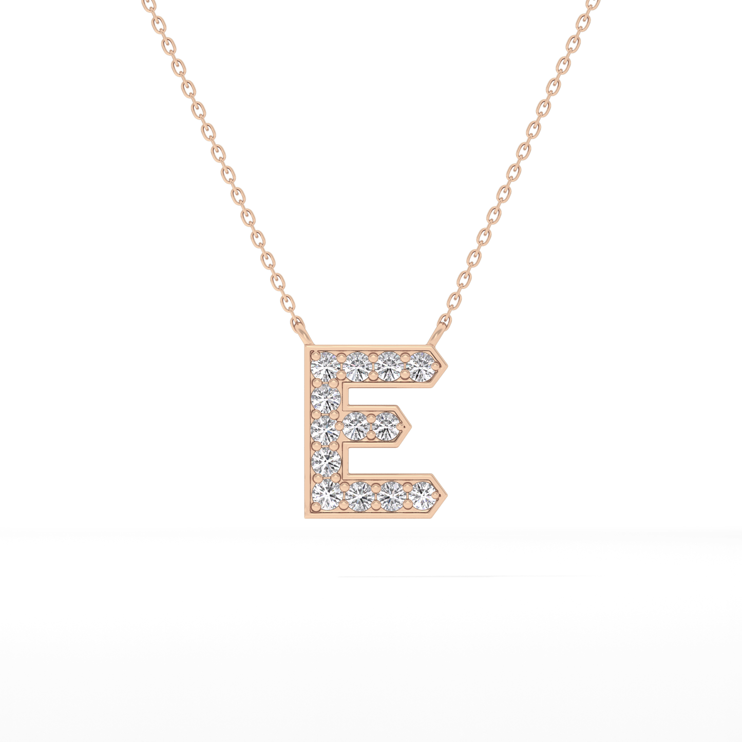 0.385 TCW Round Lab Grown Diamond E Initial Pendant Necklace