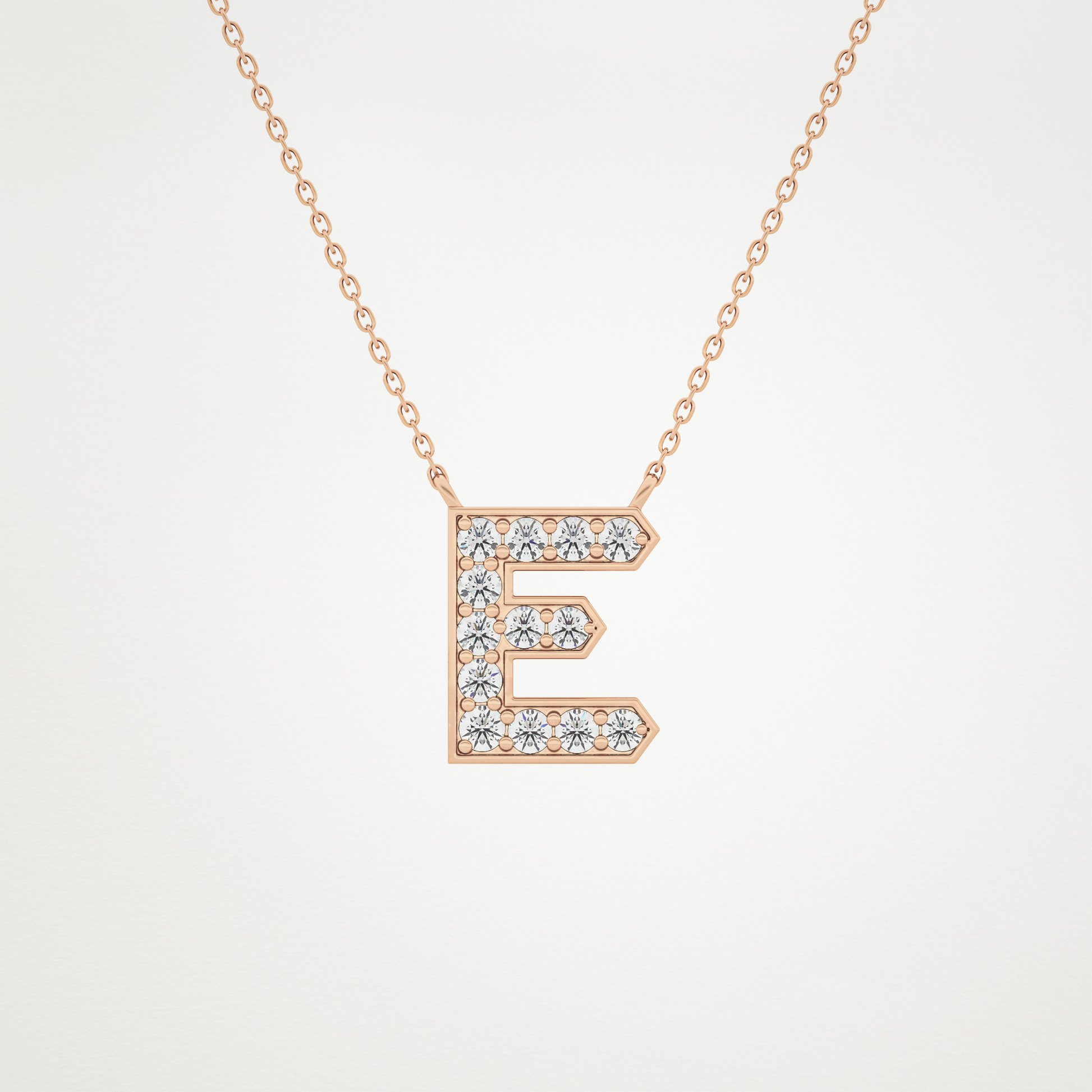 0.385 TCW Round Lab Grown Diamond E Initial Pendant Necklace