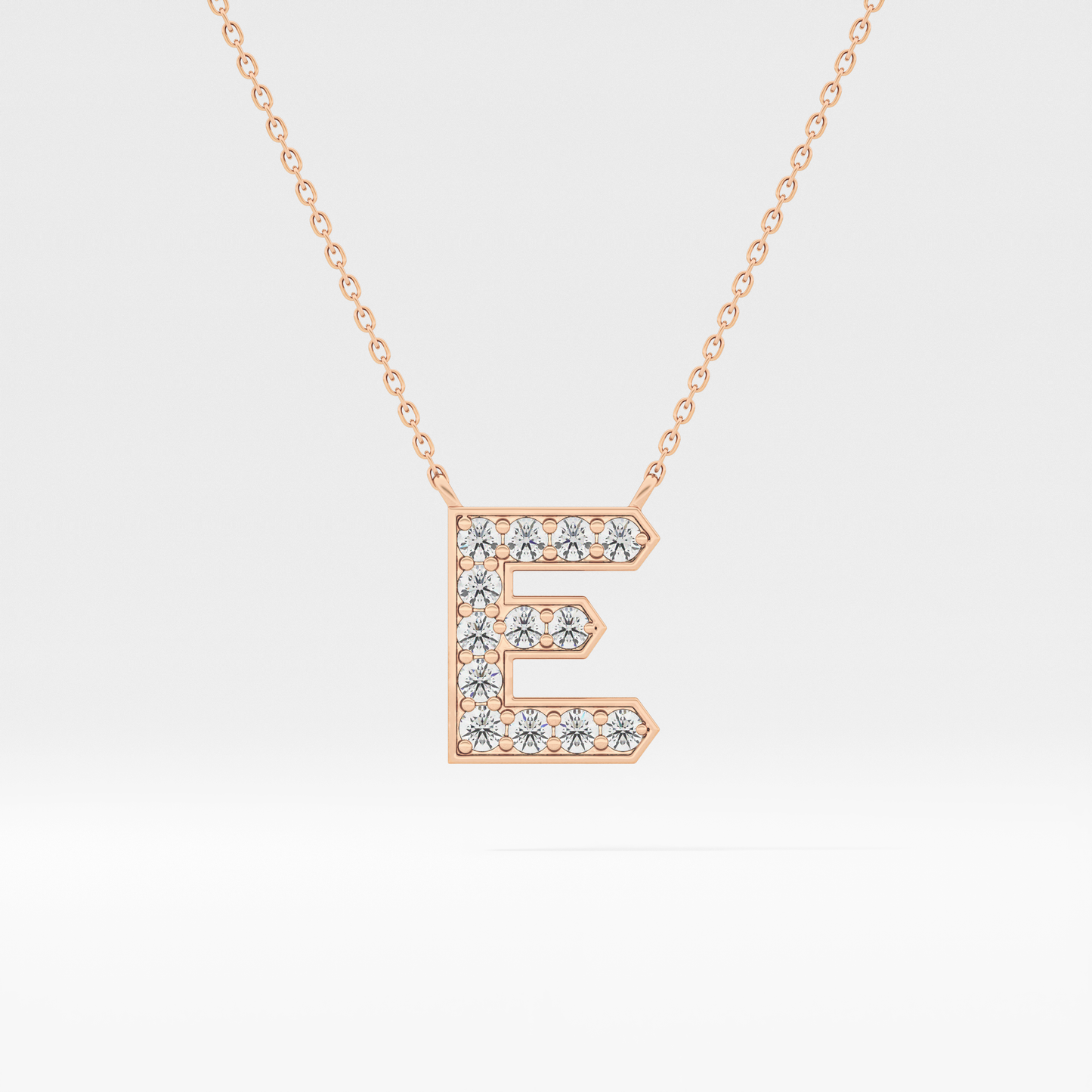 0.385 TCW Round Lab Grown Diamond E Initial Pendant Necklace