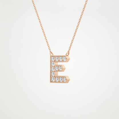 0.385 TCW Round Lab Grown Diamond E Initial Pendant Necklace
