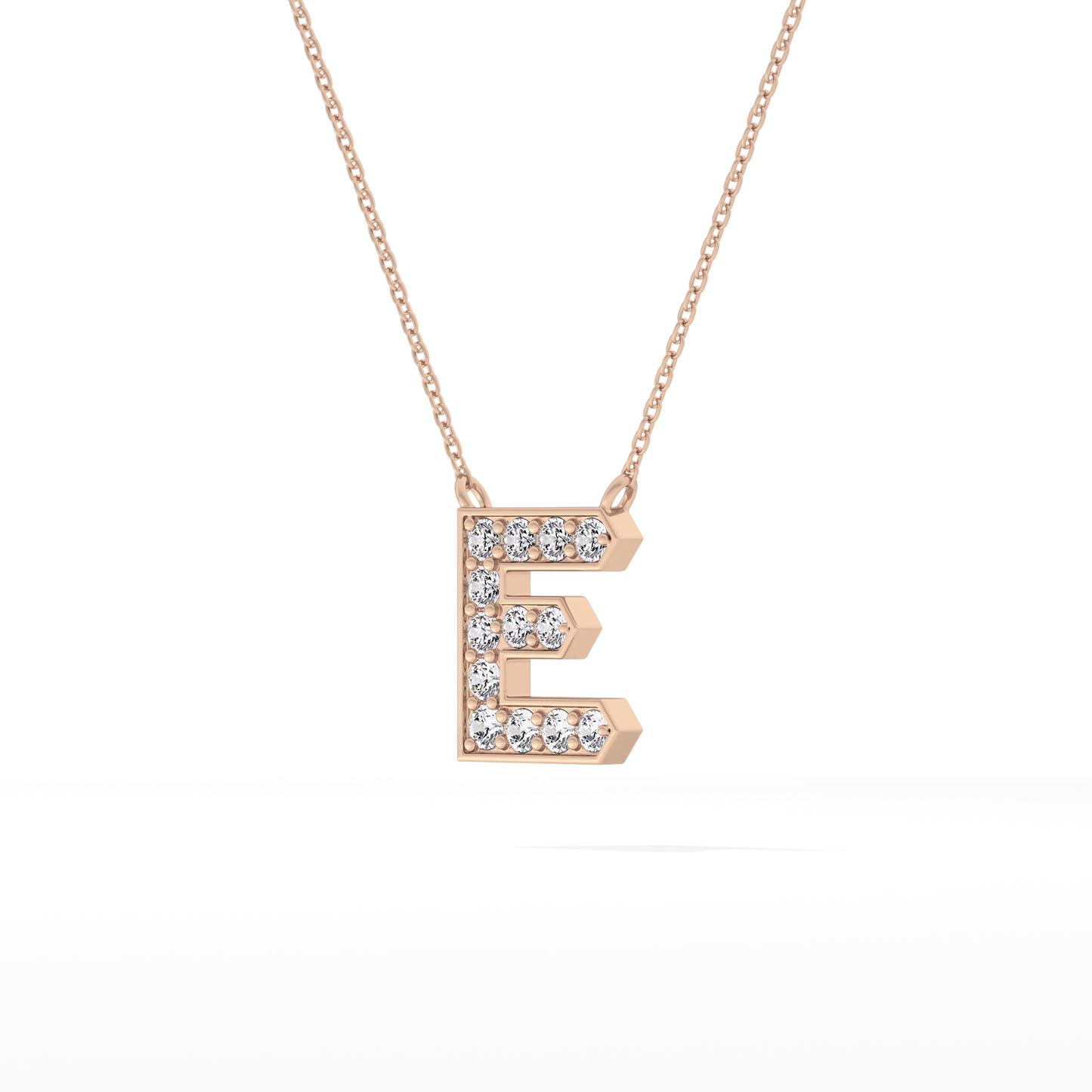 0.385 TCW Round Lab Grown Diamond E Initial Pendant Necklace