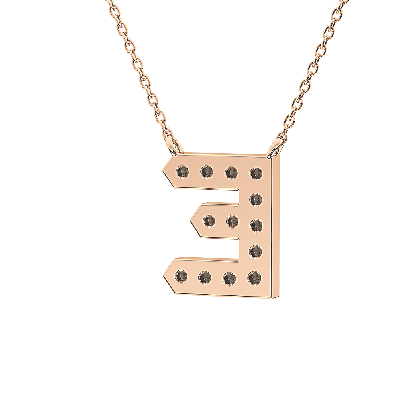 0.385 TCW Round Lab Grown Diamond E Initial Pendant Necklace