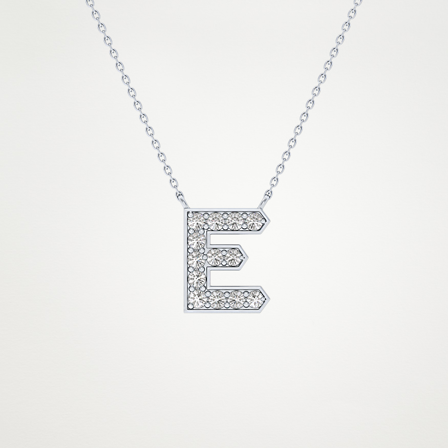 0.385 TCW Round Lab Grown Diamond E Initial Pendant Necklace