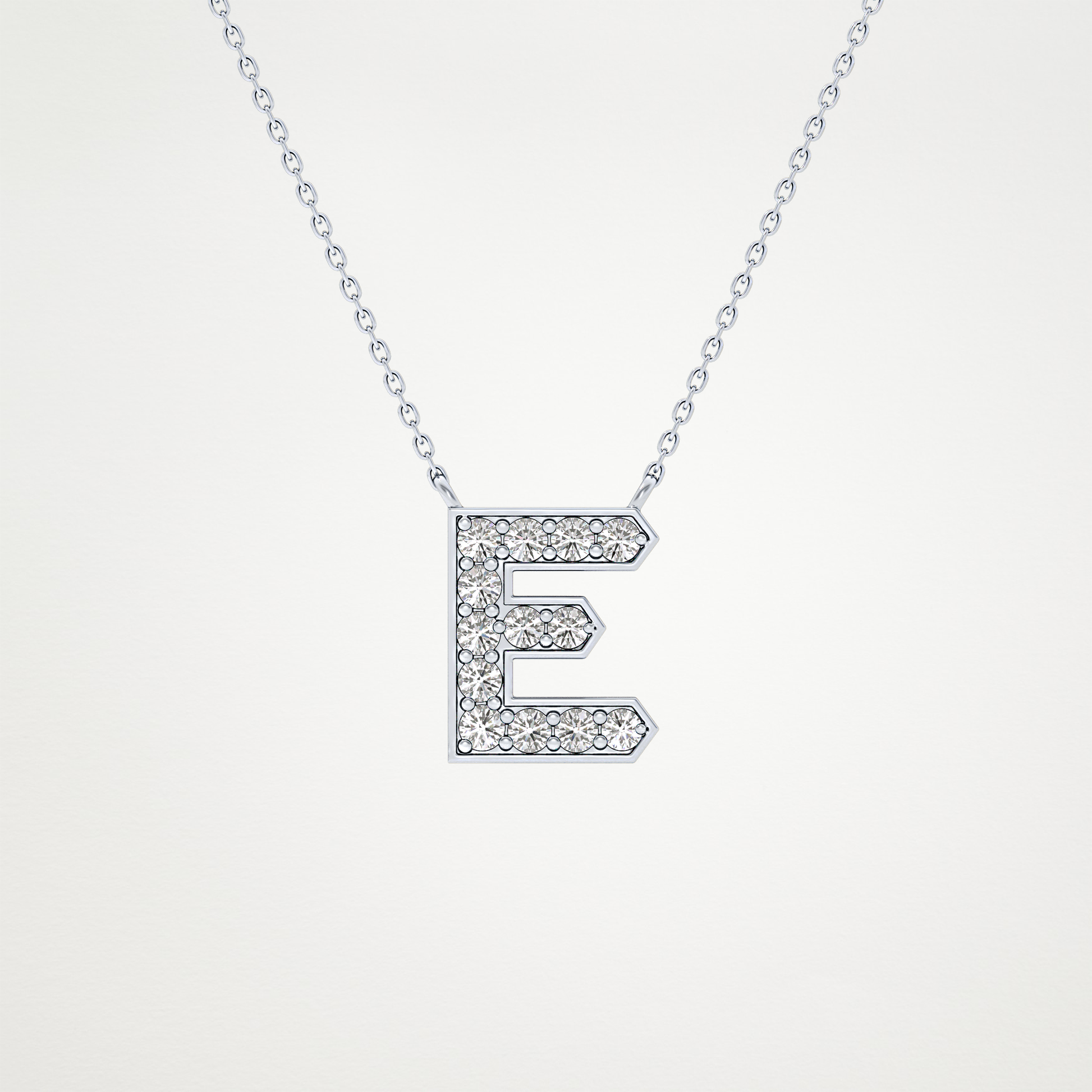 0.385 TCW Round Lab Grown Diamond E Initial Pendant Necklace