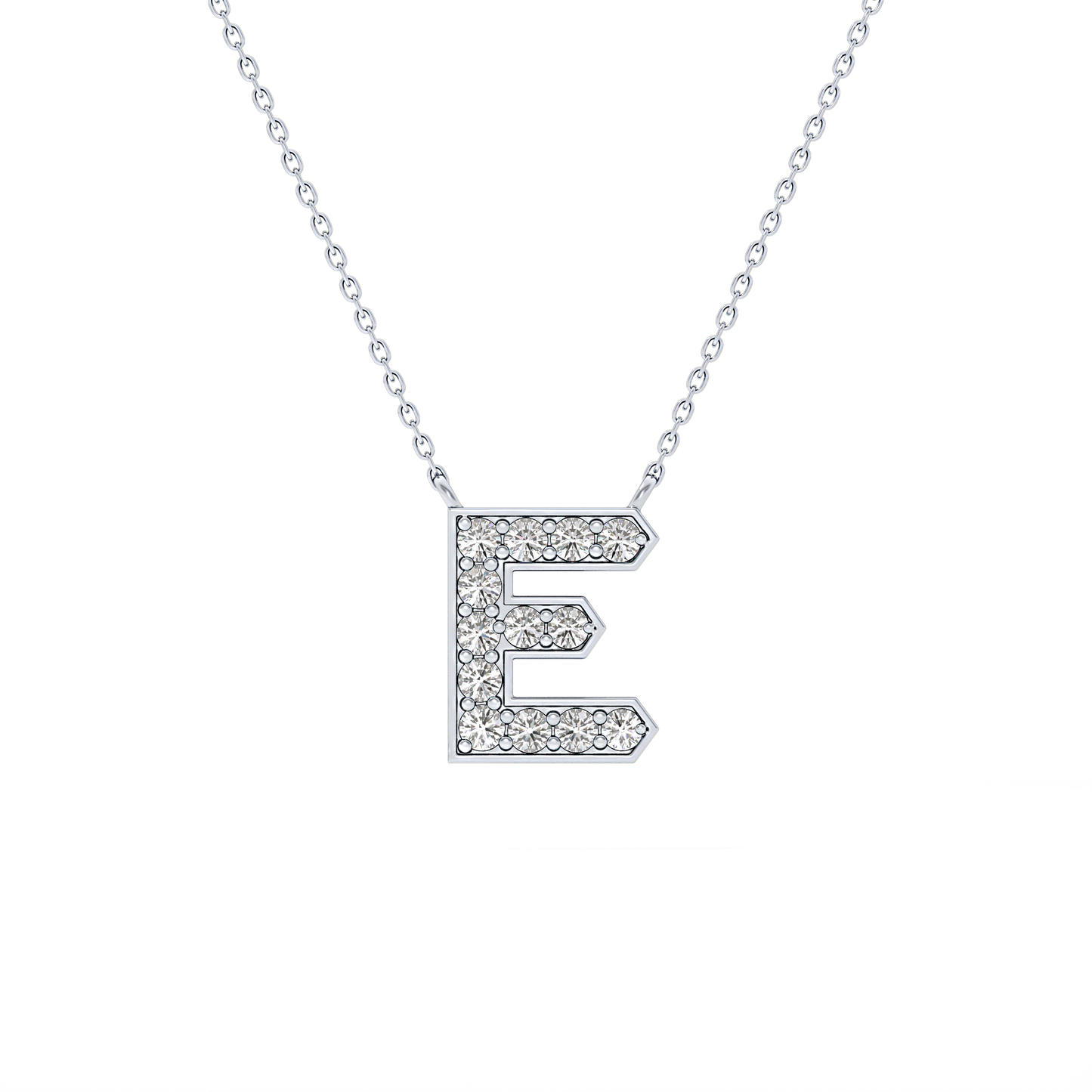 0.385 TCW Round Lab Grown Diamond E Initial Pendant Necklace