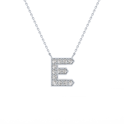 0.385 TCW Round Lab Grown Diamond E Initial Pendant Necklace