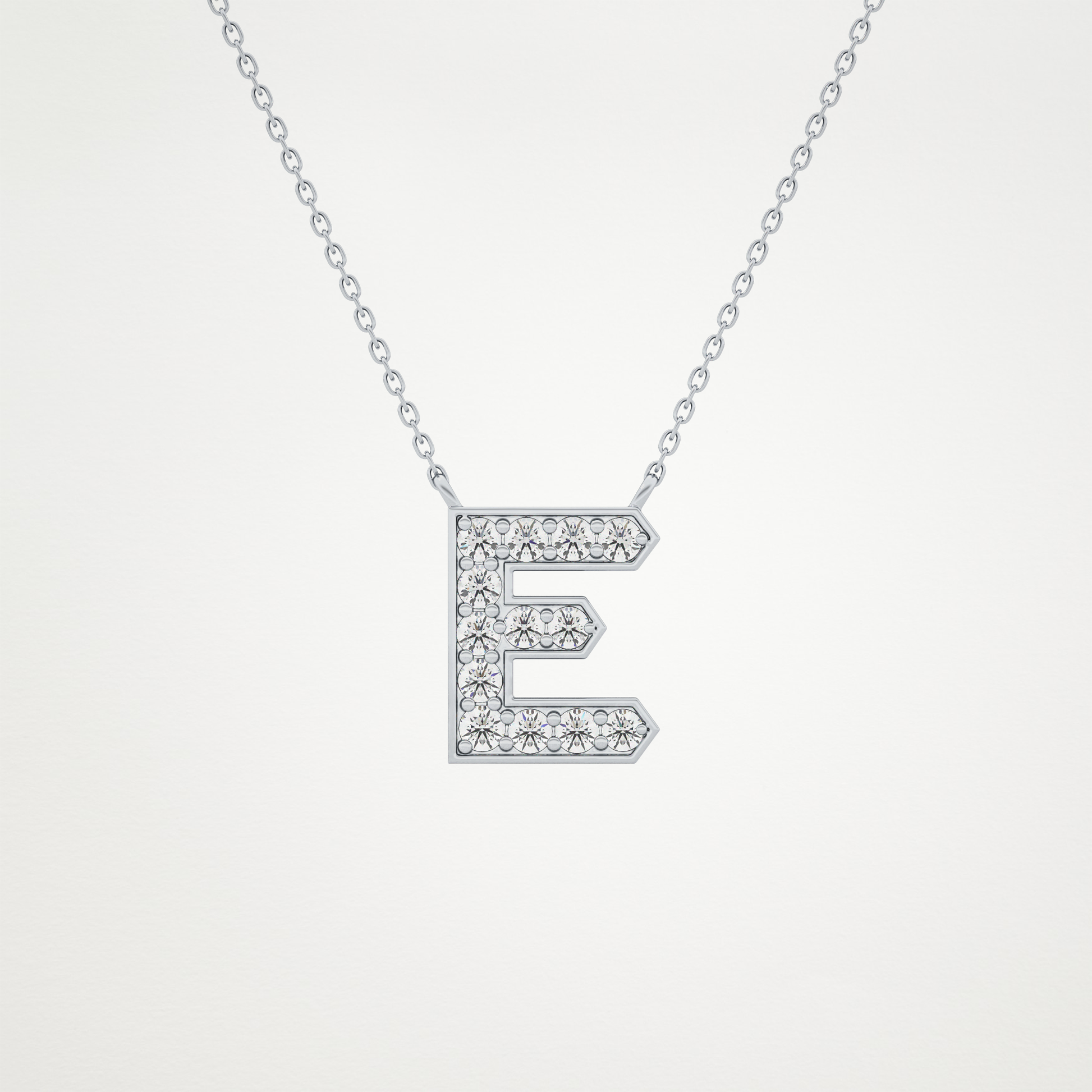 0.385 TCW Round Lab Grown Diamond E Initial Pendant Necklace