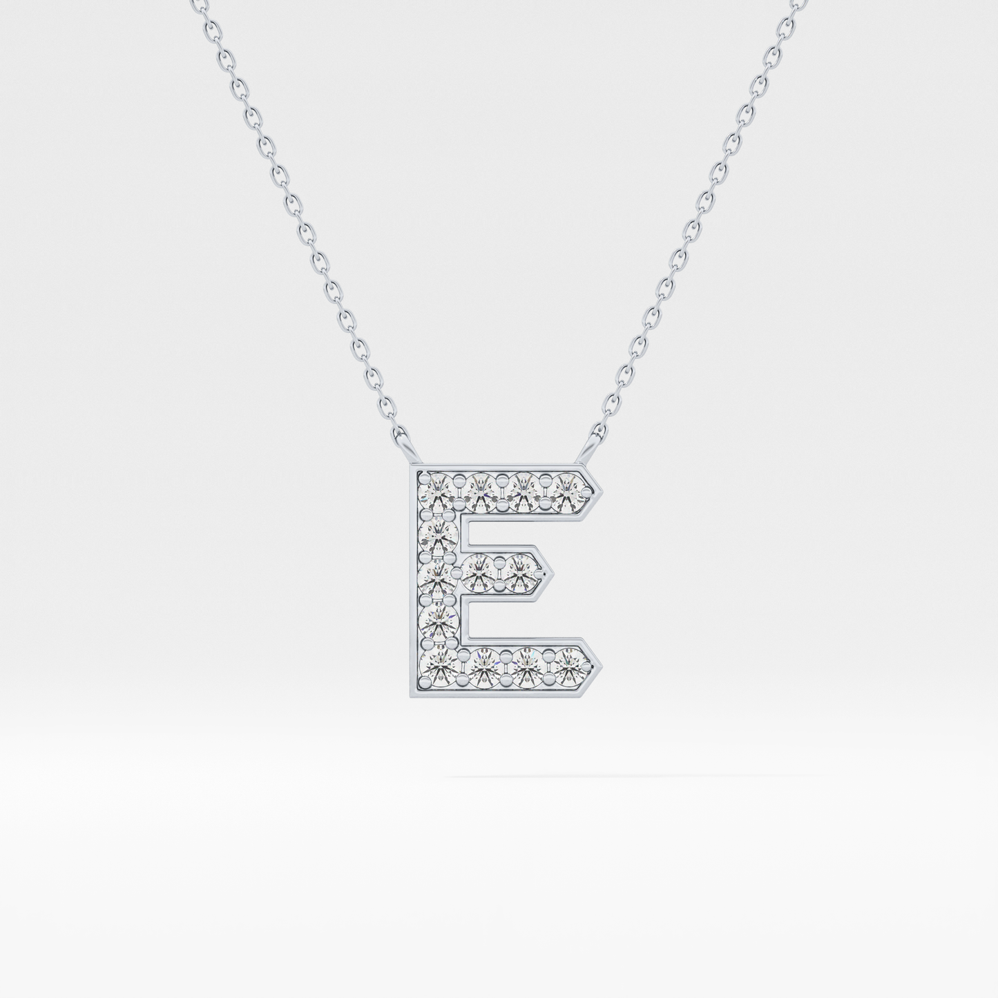 0.385 TCW Round Lab Grown Diamond E Initial Pendant Necklace