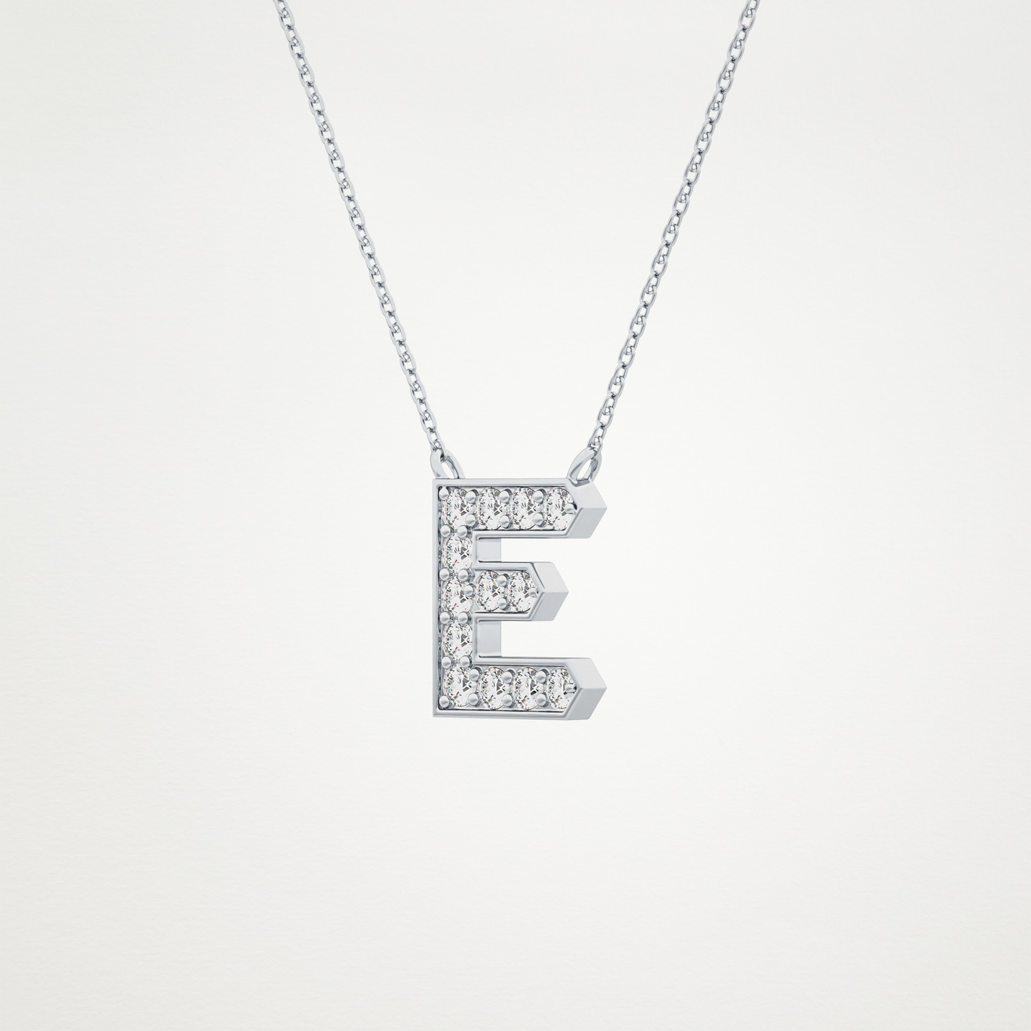 0.385 TCW Round Lab Grown Diamond E Initial Pendant Necklace