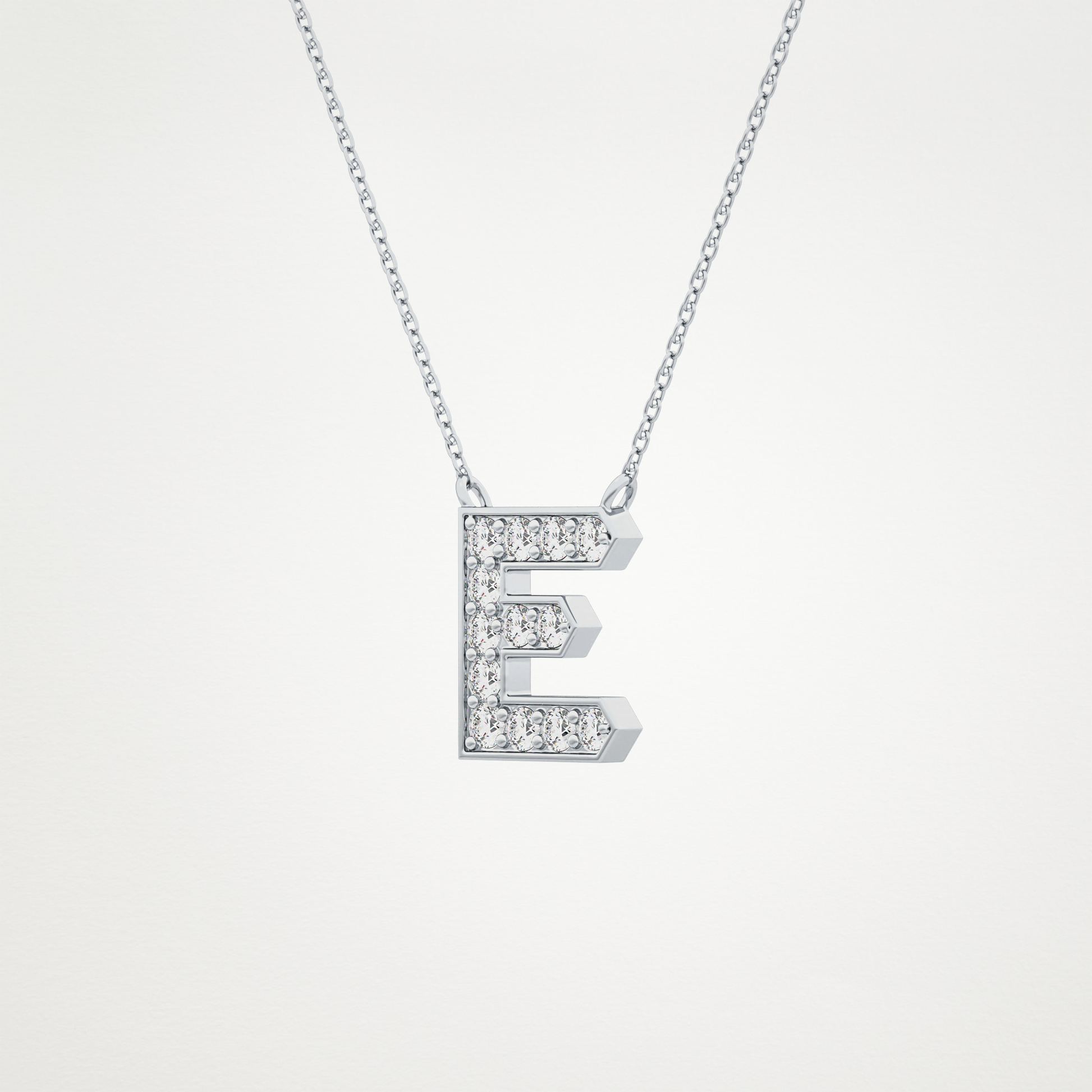 0.385 TCW Round Lab Grown Diamond E Initial Pendant Necklace
