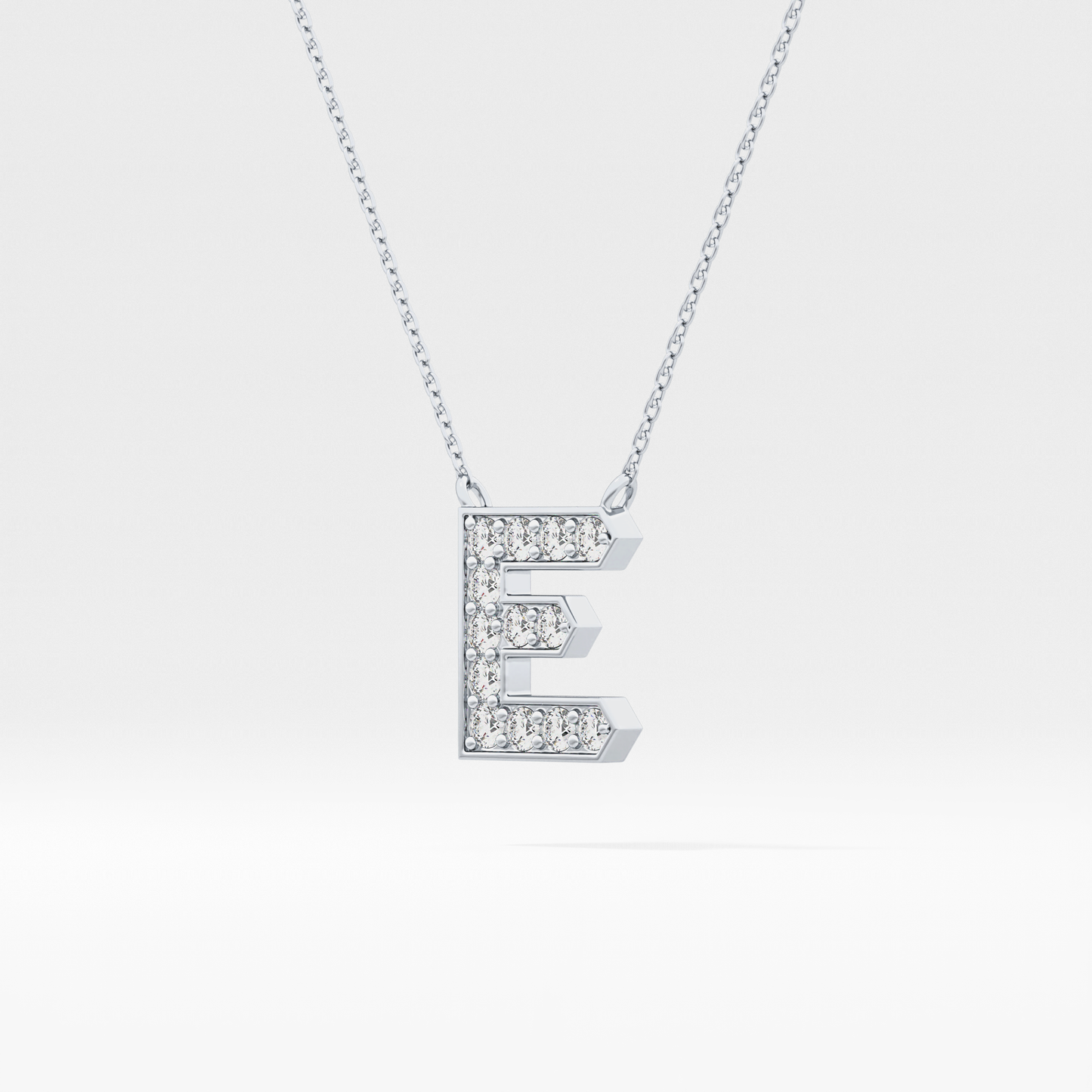 0.385 TCW Round Lab Grown Diamond E Initial Pendant Necklace