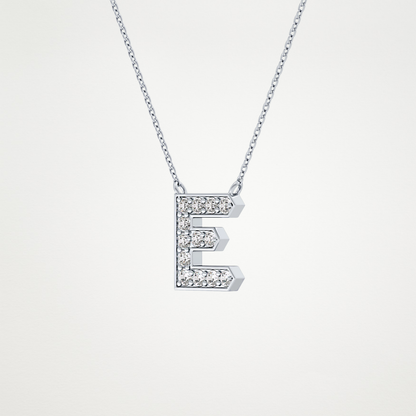 0.385 TCW Round Lab Grown Diamond E Initial Pendant Necklace