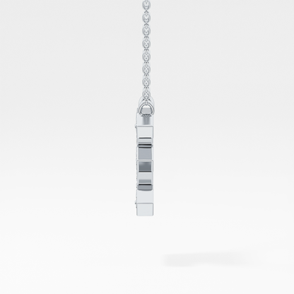 0.385 TCW Round Lab Grown Diamond E Initial Pendant Necklace