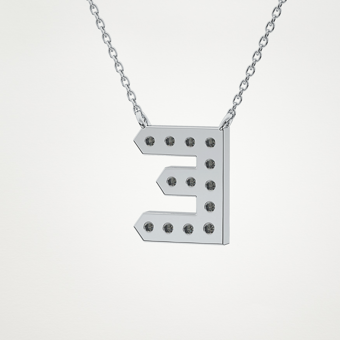 0.385 TCW Round Lab Grown Diamond E Initial Pendant Necklace