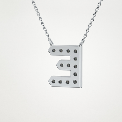 0.385 TCW Round Lab Grown Diamond E Initial Pendant Necklace