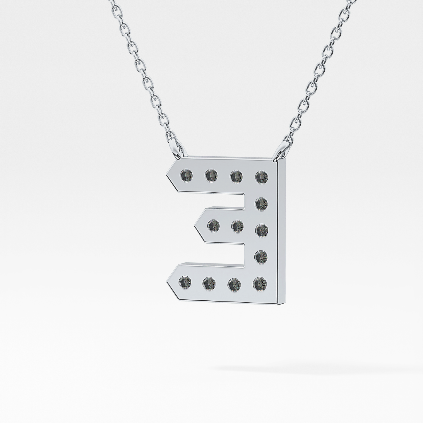 0.385 TCW Round Lab Grown Diamond E Initial Pendant Necklace