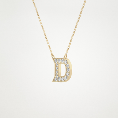 0.243 TCW Round Lab Grown Diamond D Initial Pendant Necklace