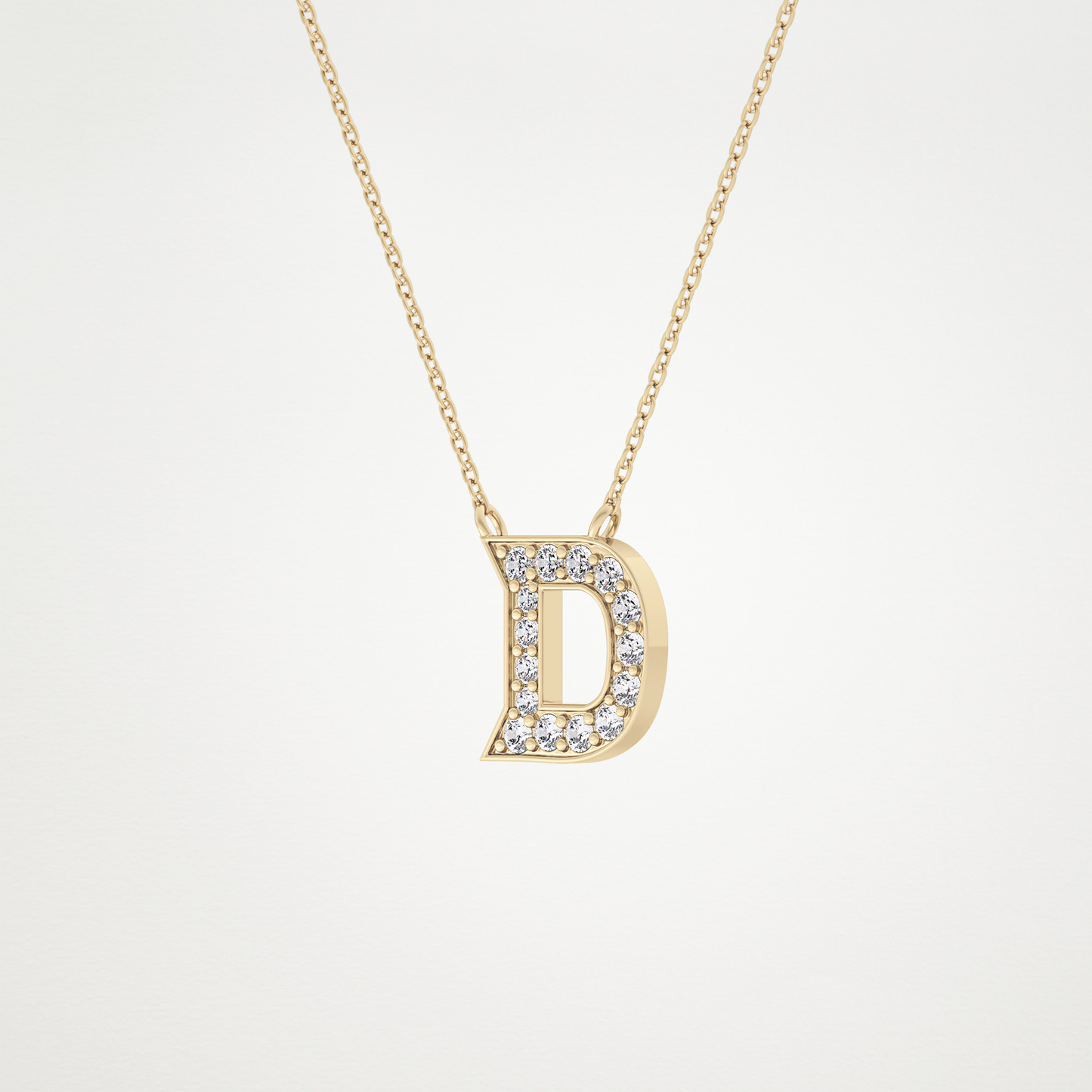 0.243 TCW Round Lab Grown Diamond D Initial Pendant Necklace