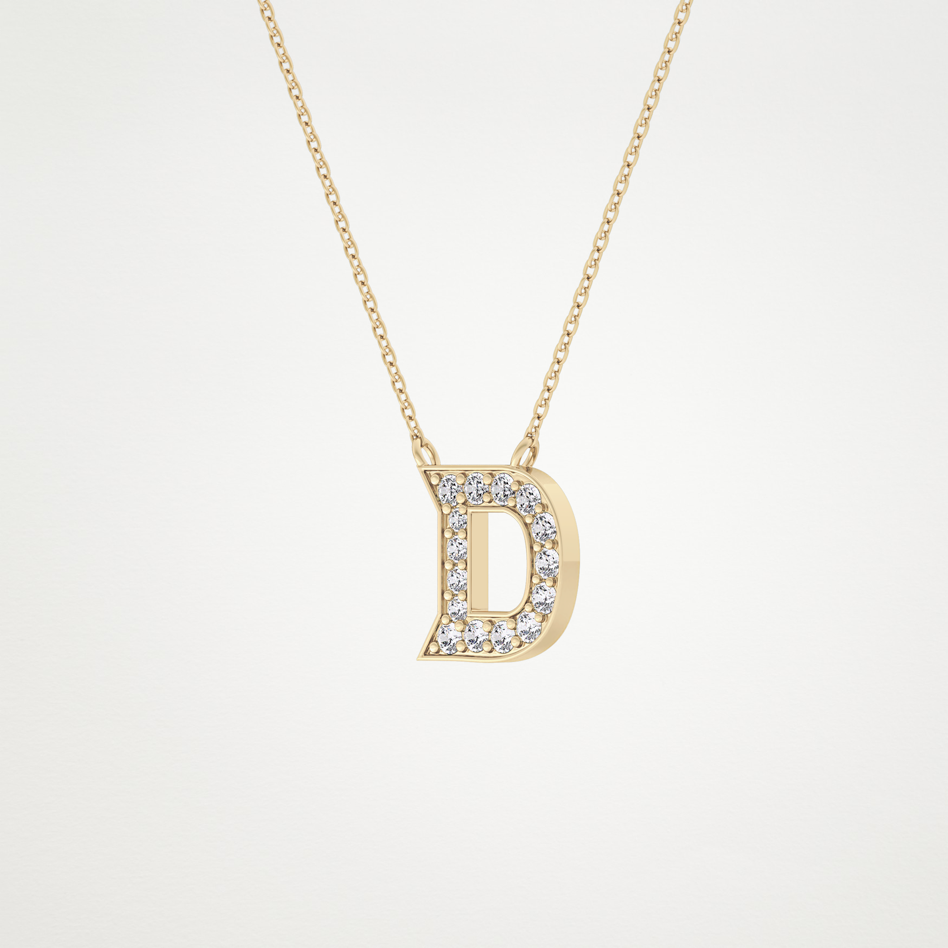 0.243 TCW Round Lab Grown Diamond D Initial Pendant Necklace