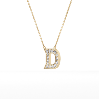 0.243 TCW Round Lab Grown Diamond D Initial Pendant Necklace