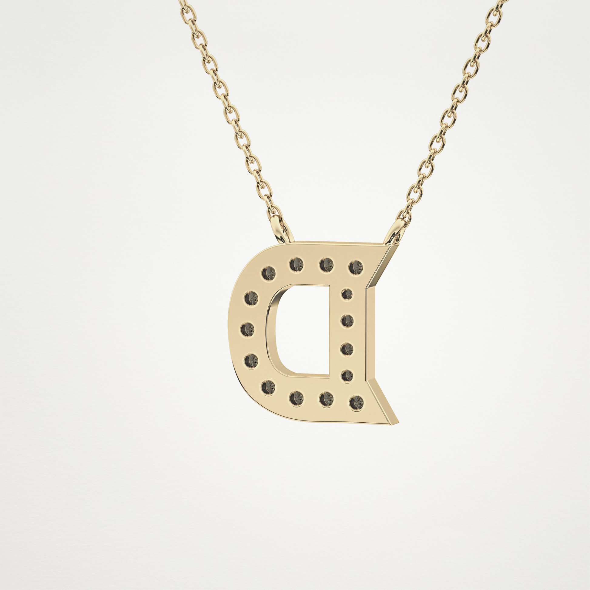 0.243 TCW Round Lab Grown Diamond D Initial Pendant Necklace