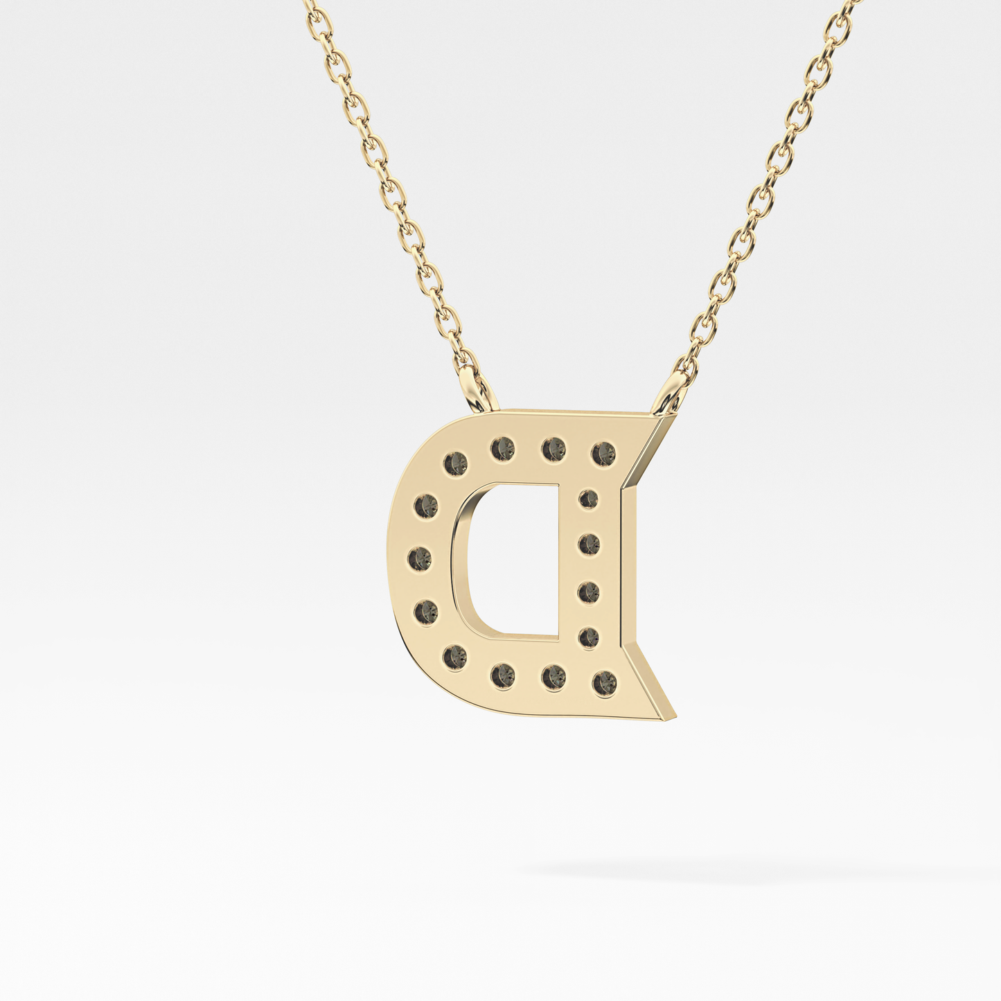 0.243 TCW Round Lab Grown Diamond D Initial Pendant Necklace