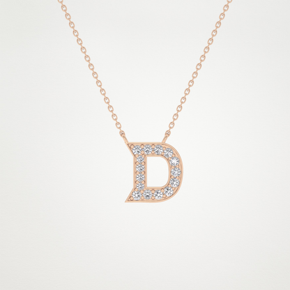 0.243 TCW Round Lab Grown Diamond D Initial Pendant Necklace