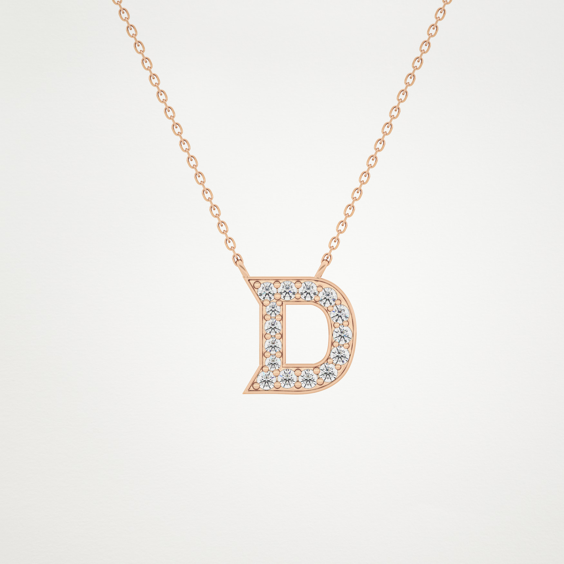 0.243 TCW Round Lab Grown Diamond D Initial Pendant Necklace