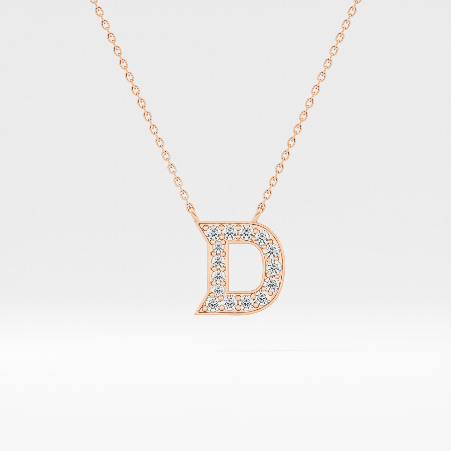 0.243 TCW Round Lab Grown Diamond D Initial Pendant Necklace
